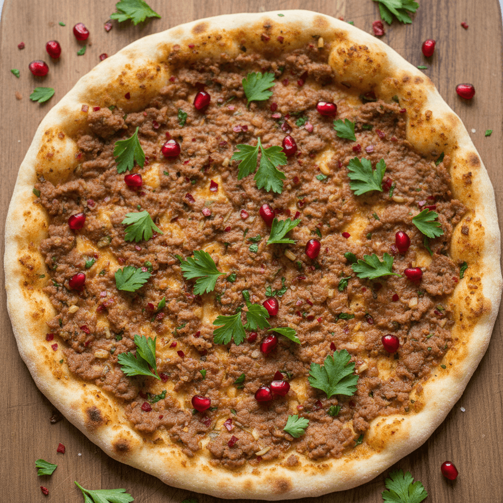Lahmacun — cienkie tureckie ciasto z mielonym mięsem i warzywami